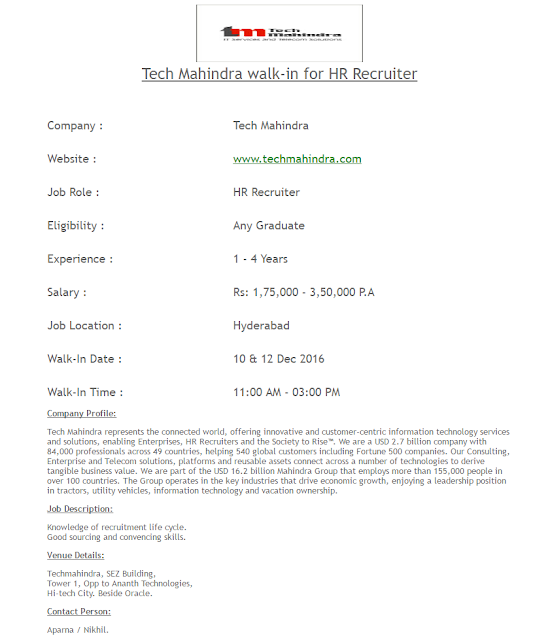  Tech Mahindra Walk-in  image