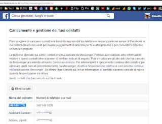 rubrica numeri condivisa su Facebook