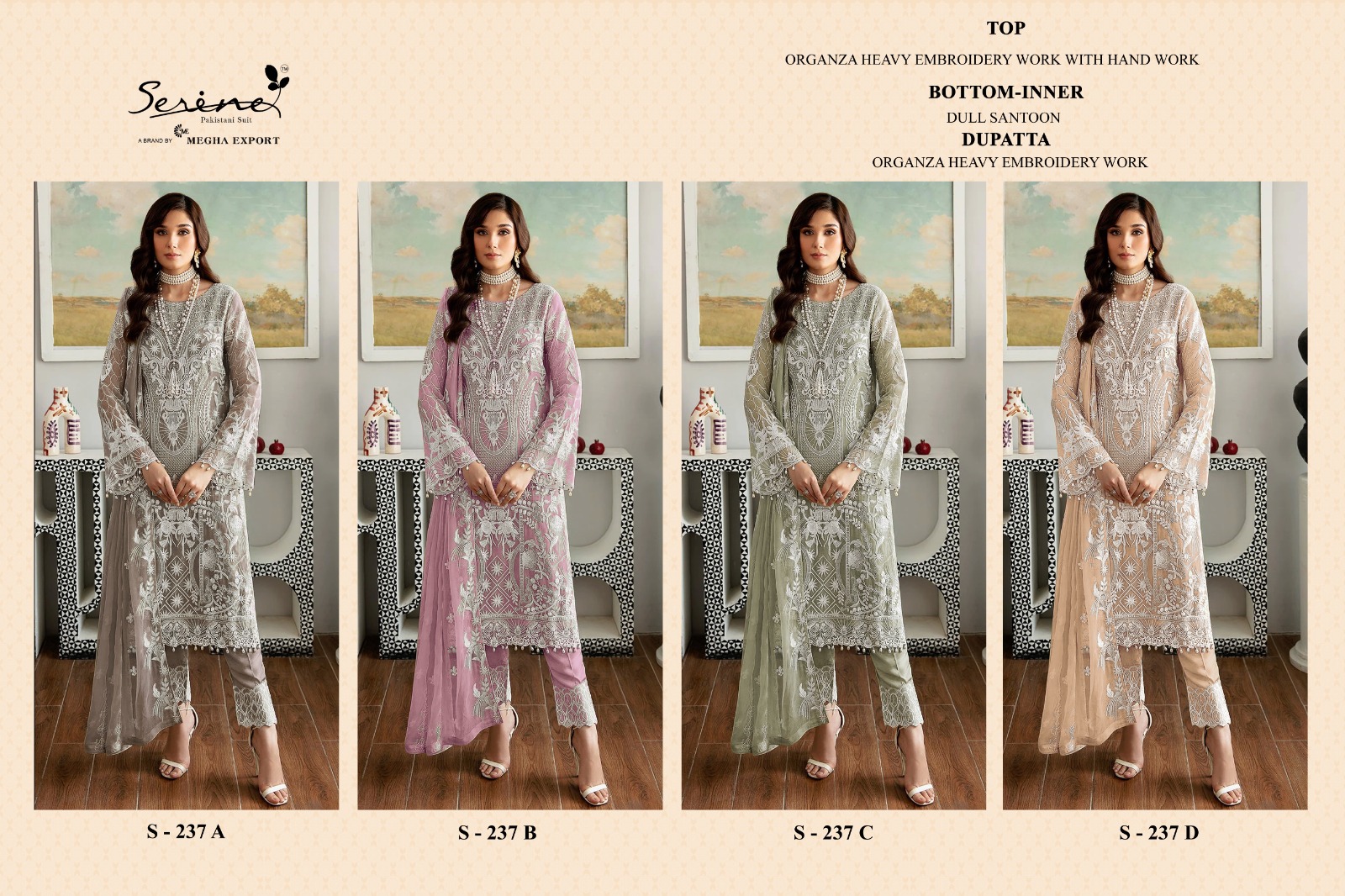 237 Serine Organza Embroidered Pakistani Salwar Suits