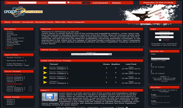 Grunge Black Red Music Php-fusion Theme