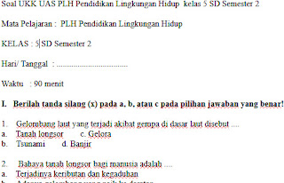 Soal-UKK-UAS-PLH-Lingkungan-Hidup-kelas-5-SD-Semester-2