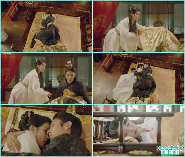 wang soo scared in his dream and when saw hae soo pull her over and sleep tighly holding in his arms - Moon Lovers Scarlet Heart Ryeo - Episode 17 (Eng Sub)