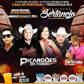 Dia 06-08 Domingão Sertanejo na Casa de Portugal de Teresópolis