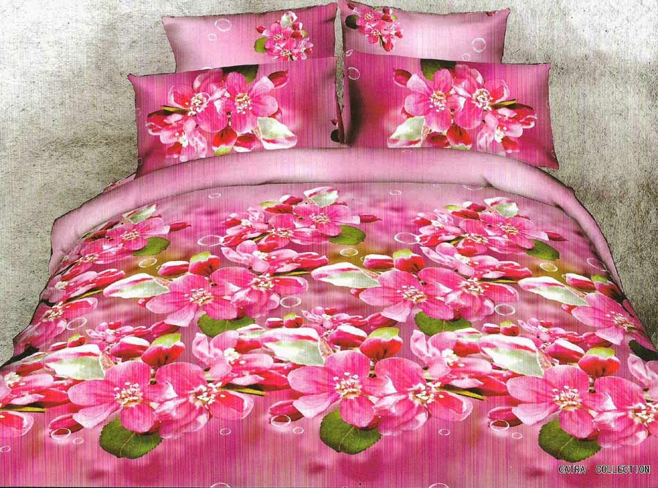 Sprei Catra Motif Bunga Anggrek Pink