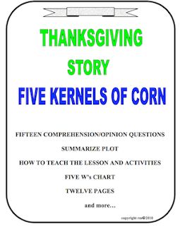 photo of Thanksgiving Five Kernels of Corn, PDF, Ruth S. TeachersPayTeachers. grades 3 - 6com