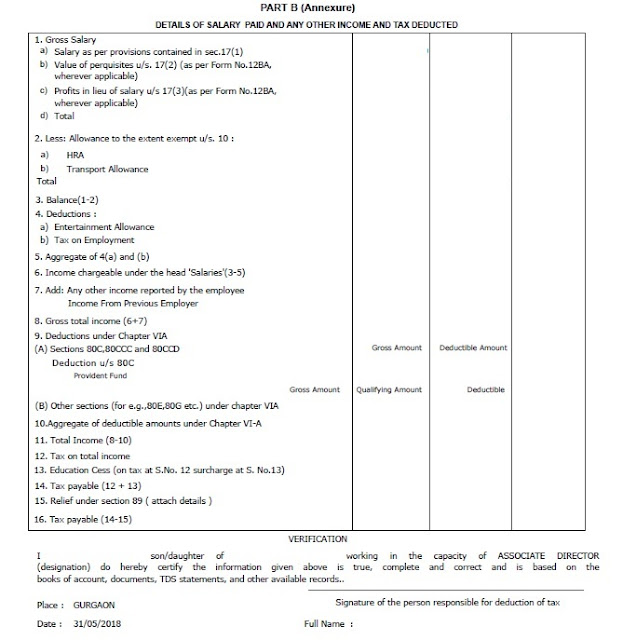 Income Tax Revised form 16 Part B