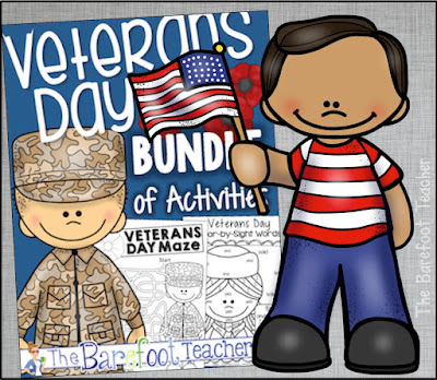 These Veterans Day resources and activities are a perfect addition to go along with the other ideas, crafts, and games you have planned for your Preschool, Kindergarten, or First Grade kids. Build a differentiated reader, a FREE printable, book suggestions, math, literacy, and more! #veteransday #holidays #freeprintable #freebie #kindergarten #math #literacy 