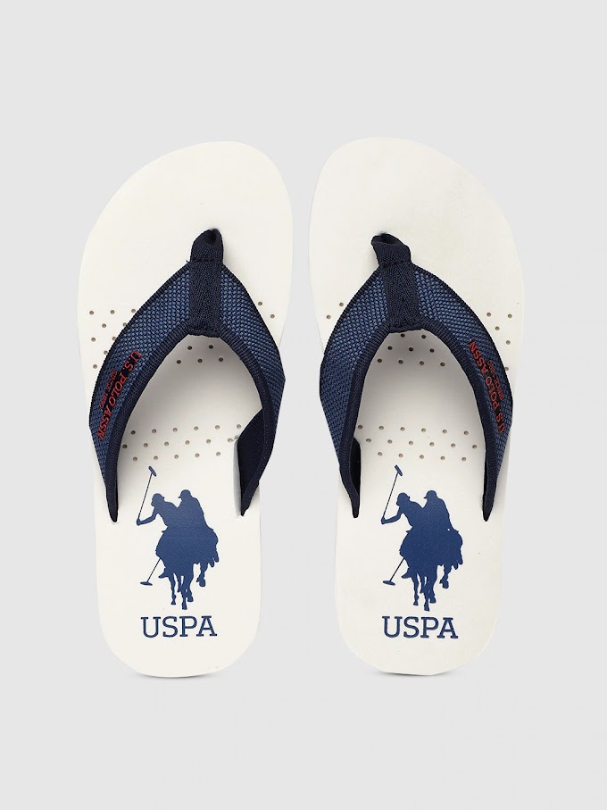  U.S. Polo Assn. - Men White & Blue Printed Thong Flip-Flops - On Myntra