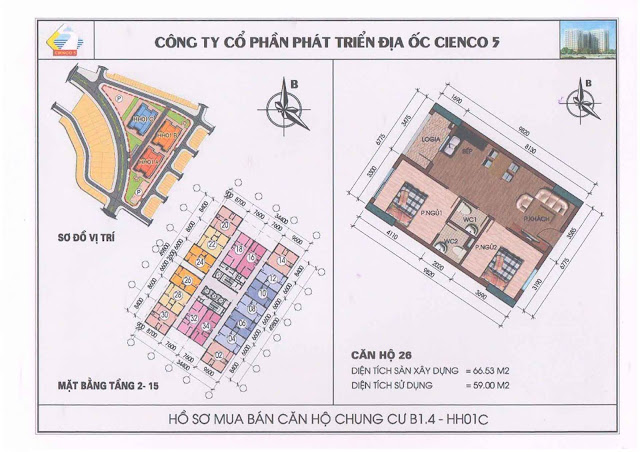 Mặt Bằng Căn hộ 26 chung cư b1.4 hh01c thanh hà