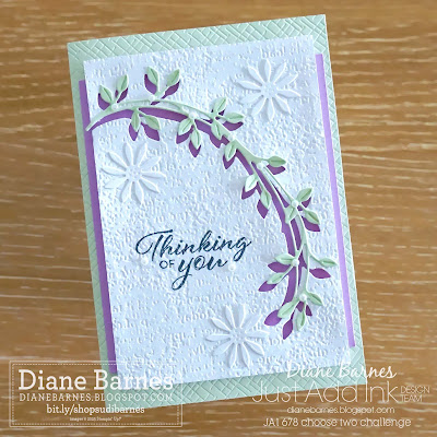 Thinking of you card made with Stampin' Up Dainty Delight dies, Layering Leaves stamps, Timeworn Type and Basics embossing folders. Card by Diane Barnes - Independent Demonstrator in Sydney Australia - colourmehappy - cardmaking - stampinupcards - stamping