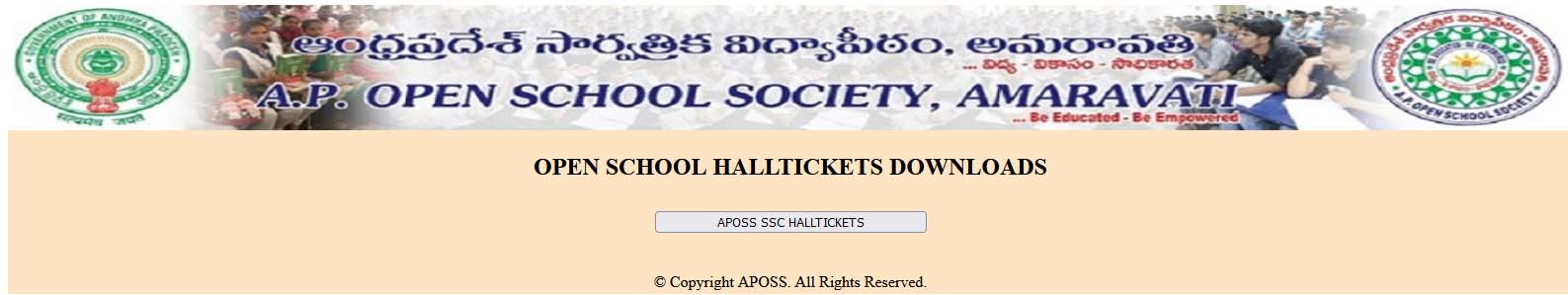 APOSS - OPEN SCHOOL SSC APRIL / MAY - 2022 HALLTICKET DOWNLOAD