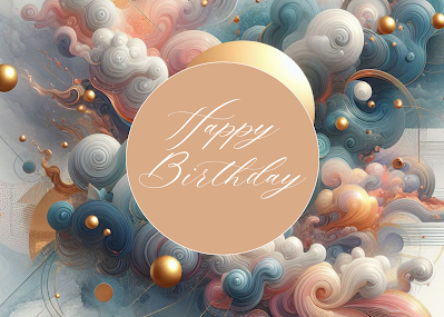 Free Happy Birthday Wishes | Metallic Aesthetic Watercolor 3D Render Design | Printable | Instant Download