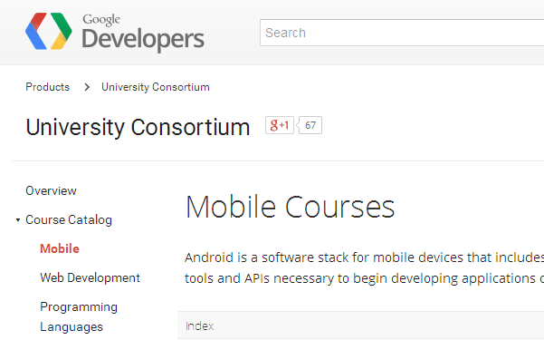 Google Developers for Mobile Courses