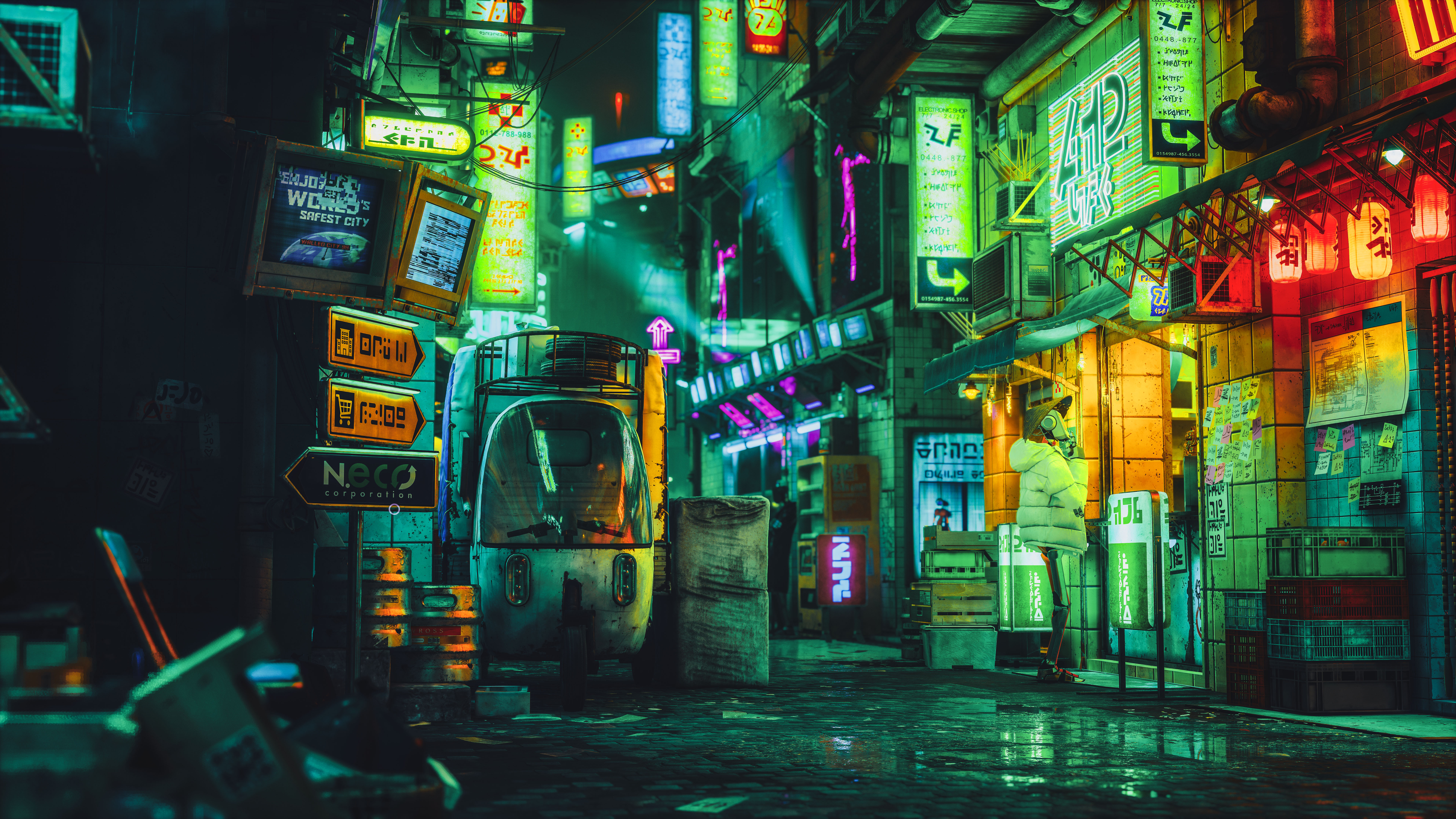 8K Wallpaper for Computer: Futuristic Cyberpunk Street