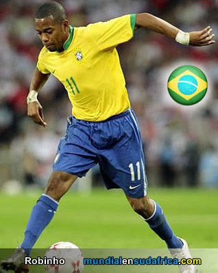 Robinho jugador del  Santos y Brasil  - Figuras del Mundial Sudafrica 2010