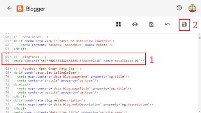 Setelah itu buka dashboard Blogger >> Tema >> Edit HTML. Pastekan kode tadi di bawah <head>. Jika sudah pilih "Simpan"