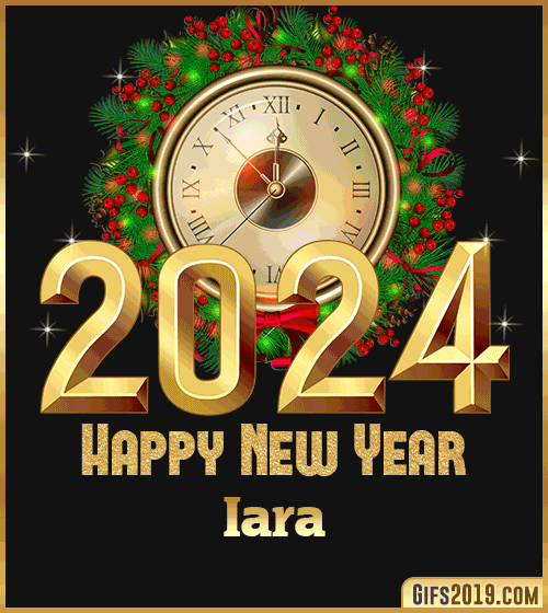 Gif wishes Happy New Year 2024 Iara