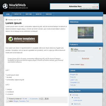 WorldWeb blogger template. tech template blog