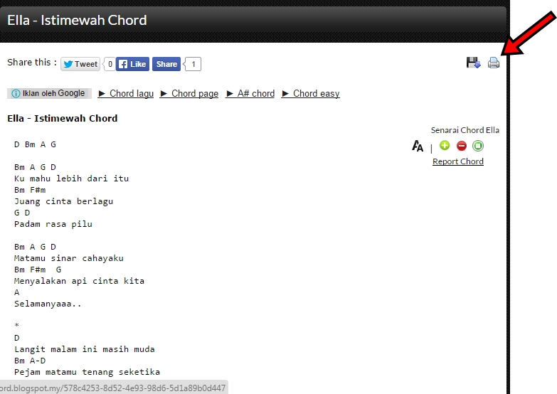 Malay Gitar Kord: Cara Print Dan Download Chord di Malaykord