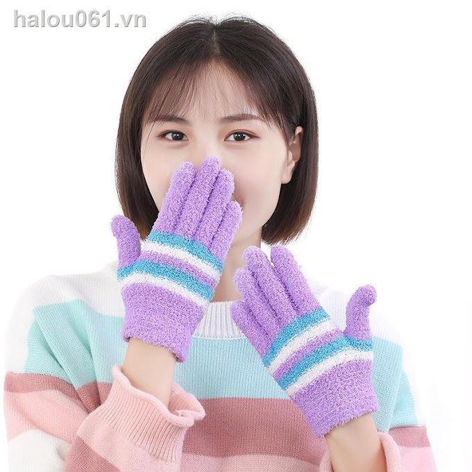 ﹊Children s half-finger gloves winter 8 to 13 years old knitting wool for older half finger keep warm elementary school