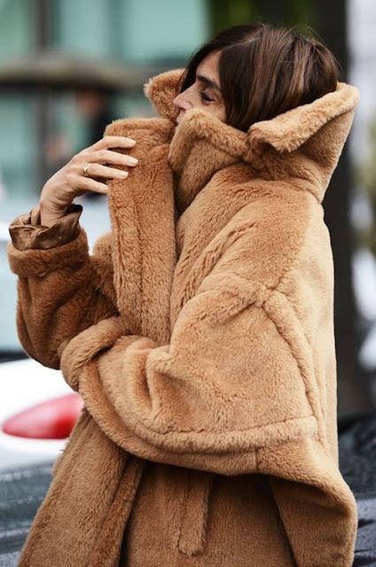 Carine Roitfeld teddy bear coat