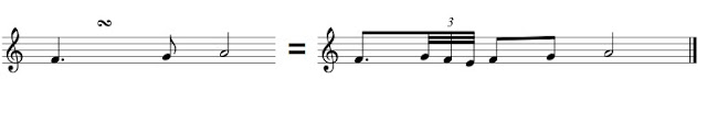 Same as a turn on a note with the addition of the main written note at the start.