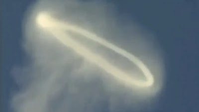 The volcano in the video makes a large white smoke ring.
