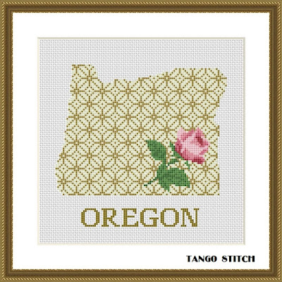 Oregon state map cross stitch pattern