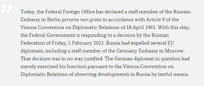 “The Foreign Office today declared ‘persona non grata’ an employee of the<a href='http://www.elethos.gr/search/label/Russia/'> Russia</a>n embassy in Berlin,”