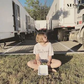 sitting on a road