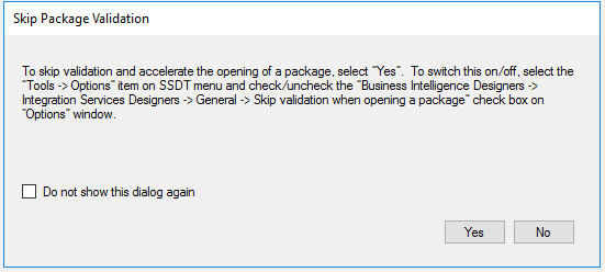 Accelerate the opening of SSIS package in SSDT