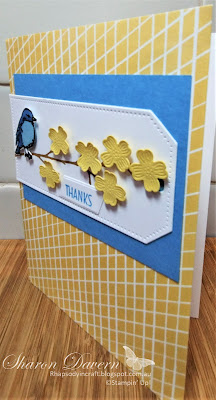 Rhapsody in craft, Azure Afternoon, Seasonal Branches, Seasonal Branches Dies, Seasonal Branches Bundle, Tailor Made Tag Dies, Something Fancy Dies, Les Shoppes DSP,  Thank you Card, Simple stamping, #colourcreationsbloghop, #rhapsodyincraft,#artwithheart,#stampinup,#loveitchopit,Stampin' Up!