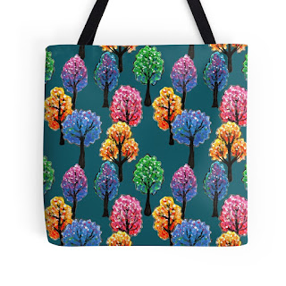 forest tree pattern tote bag