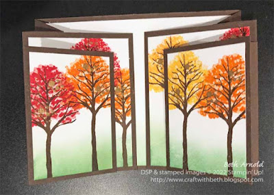 Beauty of Friendship Treelined Thanksgiving Landscape Display Panel Fun Fold Card heat embossing folded flat