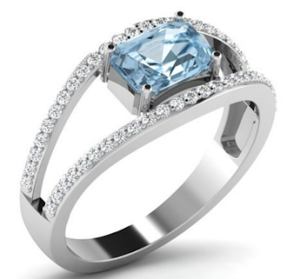  Aquamarine diamond ring