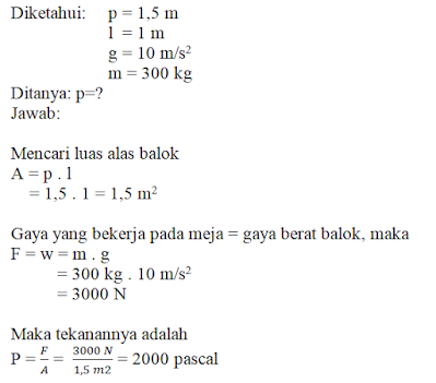 Jawaban Soal Materi Tekanan Zat IPA SMP Kelas 2 Semester 2