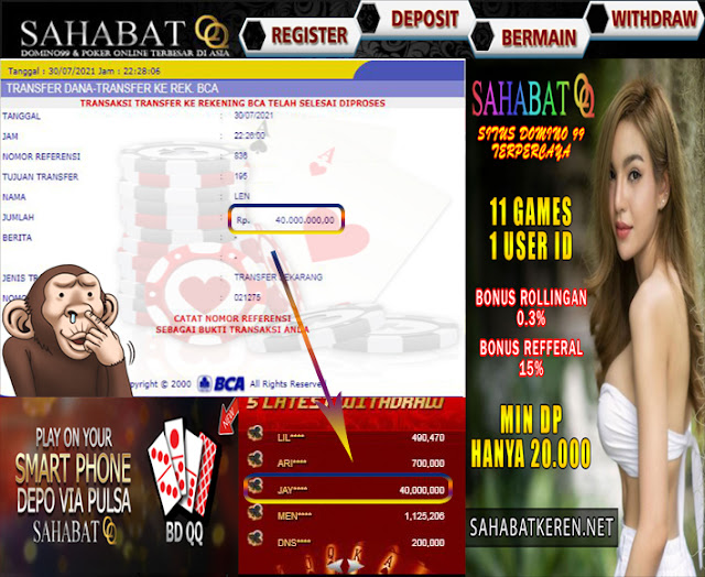 SahabatQQ: Agen DominoQQ Agen Domino99 dan Poker Online Aman dan Terpercaya