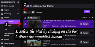 how to unpublish vods