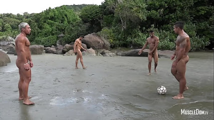 MuscleDomTV Naked football on the beach - naked muscle men - Masculinidade - Laços Masculinos - Amor Masculino - Amor Macho - Amor Másculo - Manly Love - Androfilia - Androphile - Man2Man - G0Y - Bromance - Broderagem - Brotherhood - Fraternidade - Not Gay - No Homo