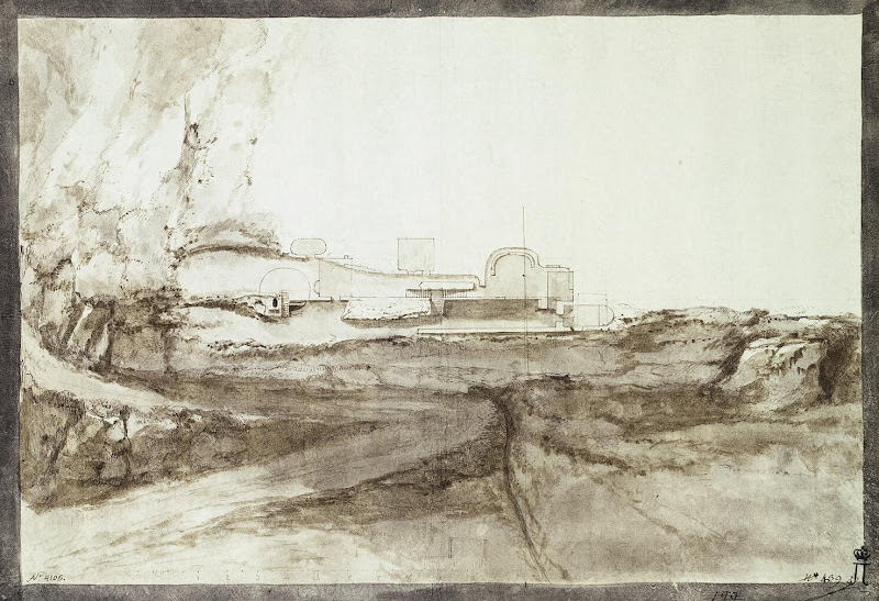 Plan and Cross-Section of the Calypso Grotto by Jean-Pierre-Laurent Houel - Landscape Drawings from Hermitage Museum