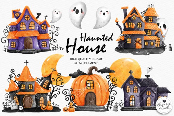 Download 20 Halloween Clipart Haunted House for Silhouette Portrait, Silhouette Cameo, Silhouette Curio, Silhouette Alta, Silhouette Mint