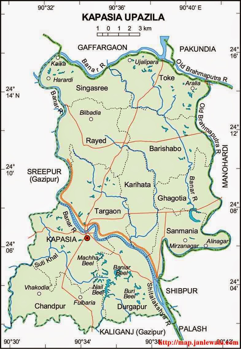 kapasia upazila map of bangladesh