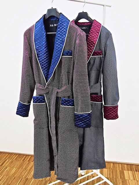 Men's silk dressing gowns quilted robes long