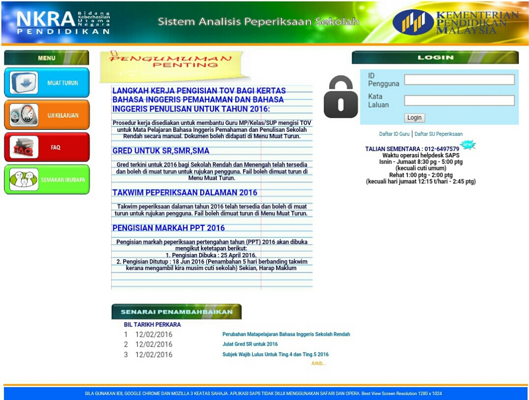Install Aplikasi Sistem Analisis Peperiksaan Sekolah (SAPS 