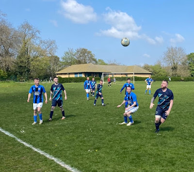 Action from Barnetby United's Scunthorpe League football match at Manor Park in April 2022
