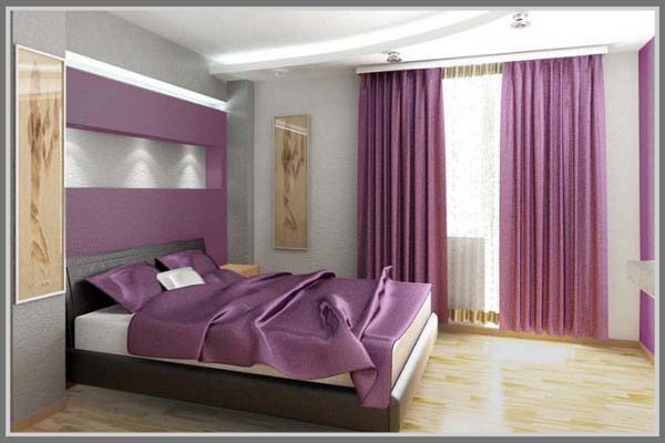 purple two colour combination for bedroom walls