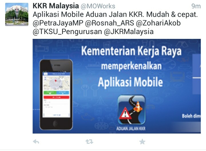 Aduan Jalan KKR melalui aplikasi mobile #swkmaju #cmadenan 