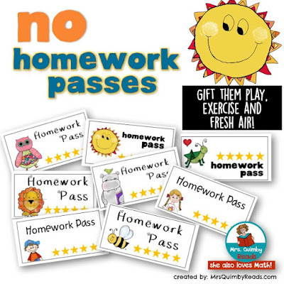 MrsQuimbyReads, teaching resources, homework passes, freebies