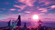 Anime Girl With Cat Looking Towards Sunset