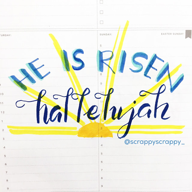 ScrappyScrappy: He is RISEN #scrappyscrappy #instagram #brushlettering #lettering #typography #calligraphy #moderncalligraphy #modernlettering #modernscripting #handwritten #easter #jesus #planner